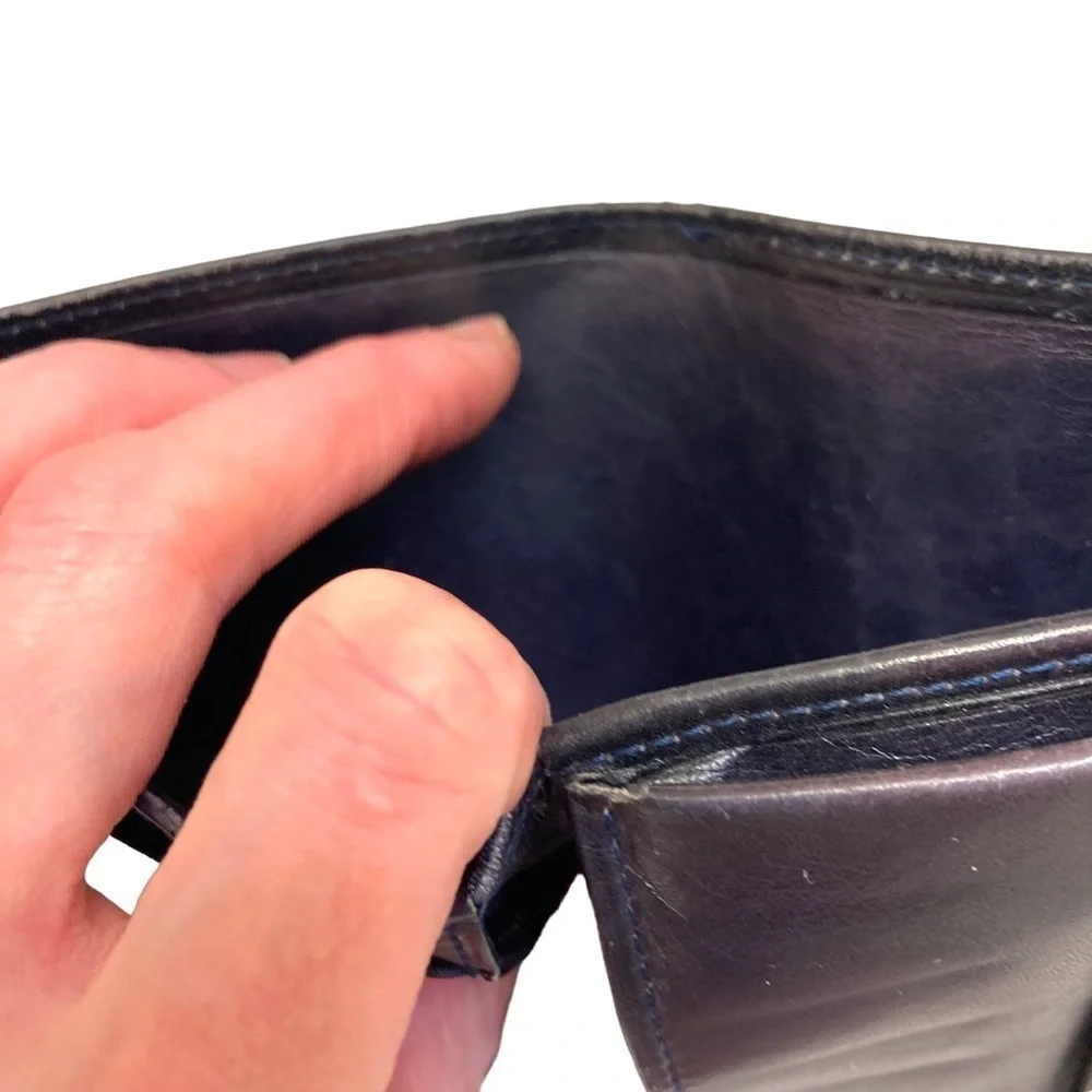 Loewe black blue leather wallet unisex